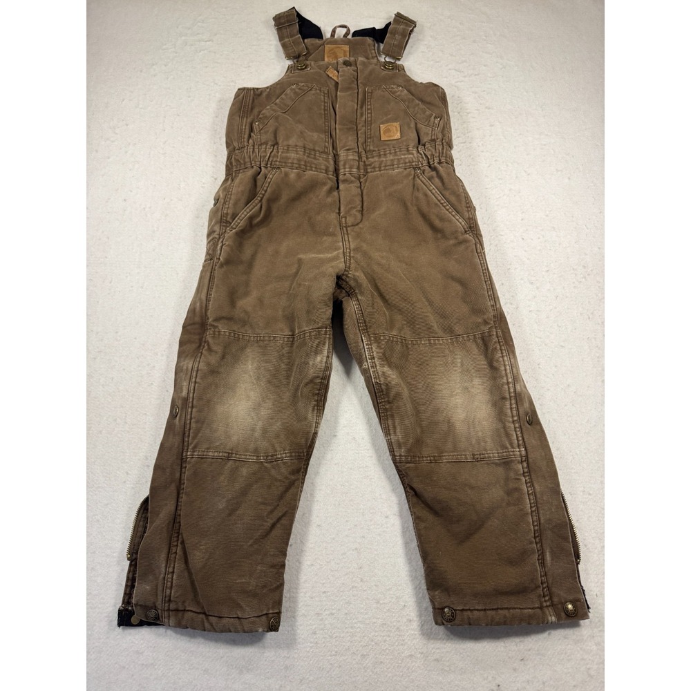 BERNE Insulated Duck Bib Overall Womens 7/8 Petite Brown Logo Cotton Ankle Zip